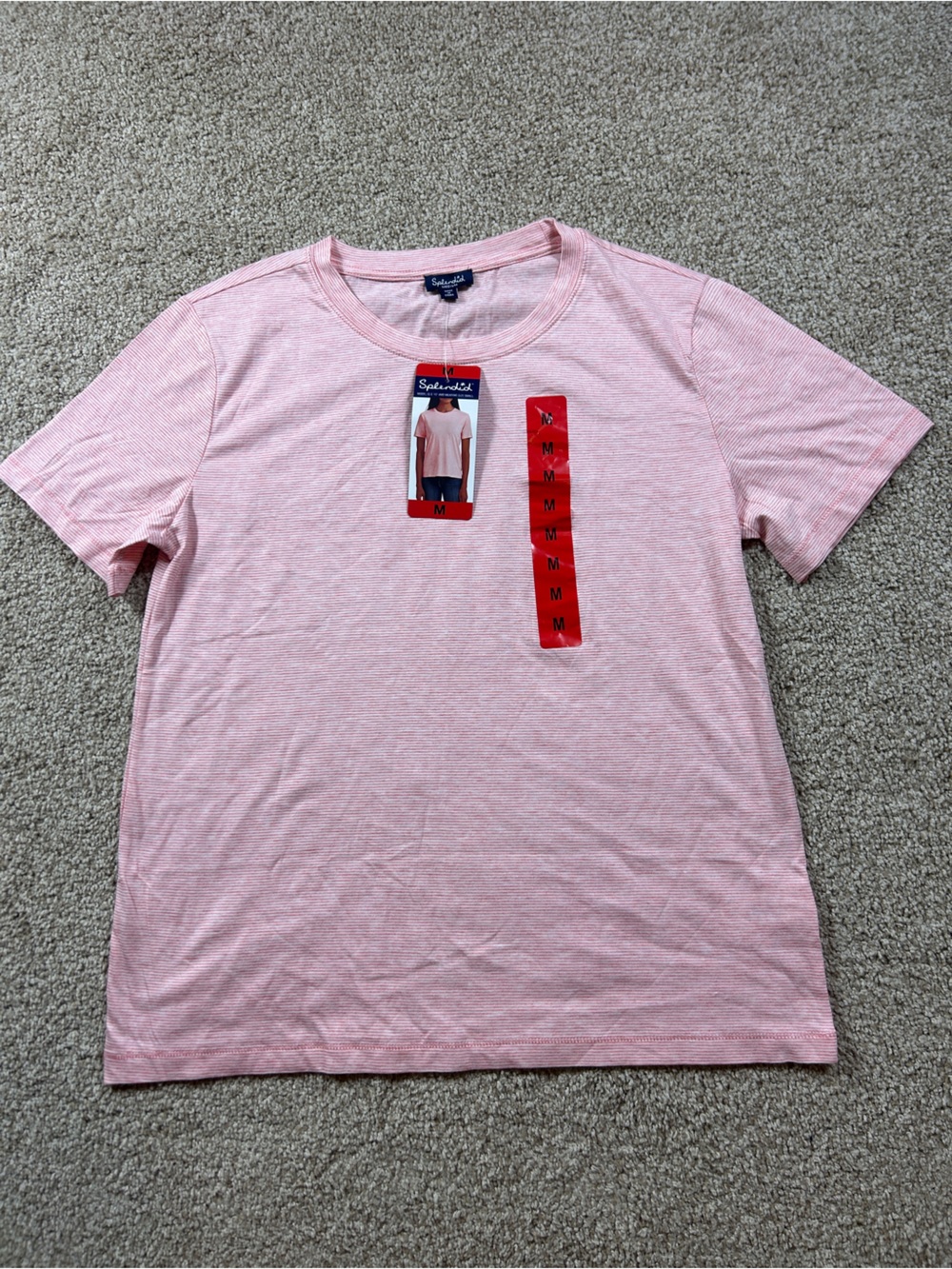 Splendid Women’s Pink & White Striped Short Sleeve Dress Size Medium NWT
